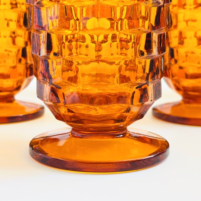 Amber Cubist Amber Glass Iced Tea Tumblers - Set of 6 - Whitehall by Colony For Sale - Image 8 of 11