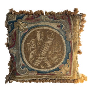 17th Century Brussels Silk and Wool Tapestry Decorative Pillow For Sale