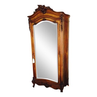 French Louis XV Armoire With Mirror Door For Sale