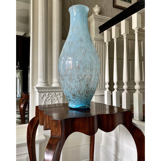 1970s Italian Murano-Style Handblown Blue Art Glass Vase With Gold and Silver Flecks, 21" For Sale In Richmond - Image 6 of 18