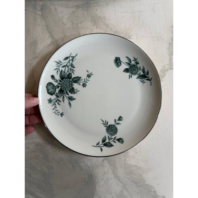Ceramic 1960s Pickard Ravenswood 8 Inch Dinner Plates Green Floral - Set of Three (3) For Sale - Image 7 of 9