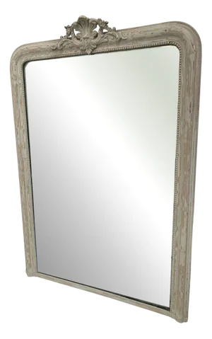Antique Louis XV Style Mirror in Wood and Patinated Stucco, 19th Century