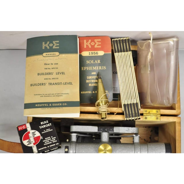 Wood Early 20th Century Keuffel & Esser Co Survey Transit Tripod Stand With Case Stick and Accessories For Sale - Image 7 of 12