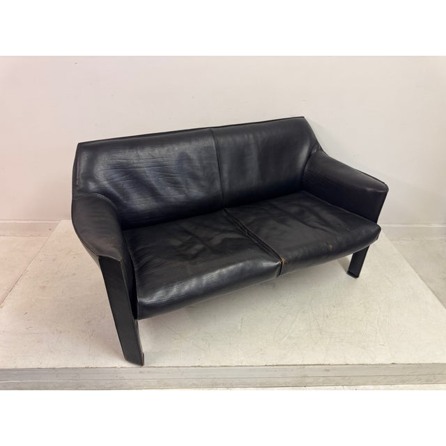 CAB 415 Sofa in Black Leather by Mario Bellini for Cassina, 1980s For Sale - Image 14 of 18