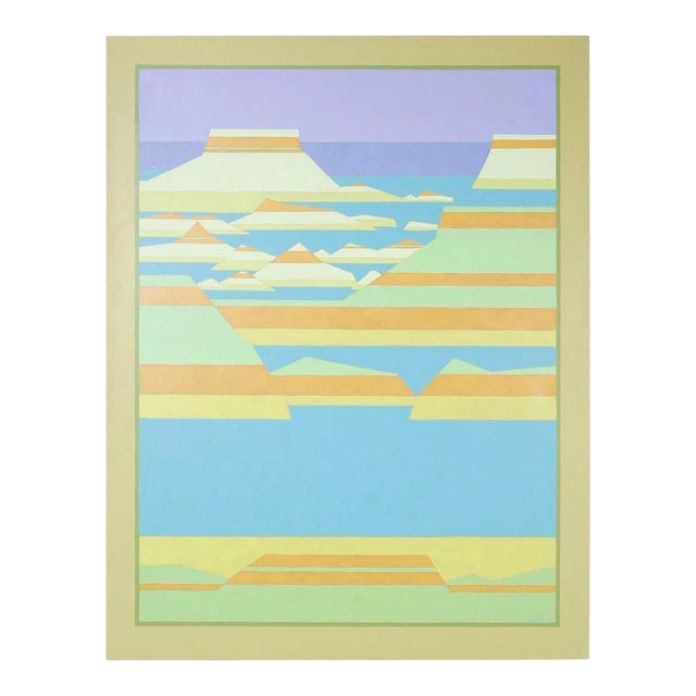 Mid-Century Modern Landscape Acrylic Painting For Sale