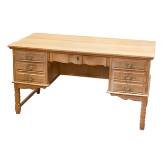 Danish Oak Writing Desk Attributed to Henning Kjærnulf, C. 1970s For Sale