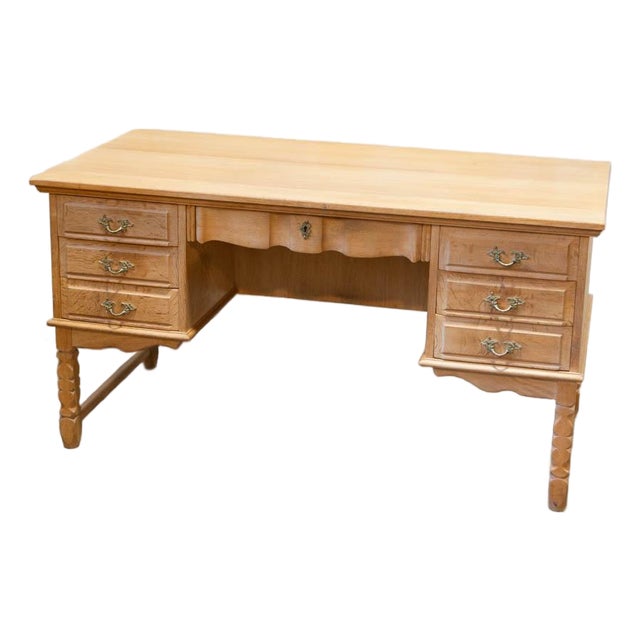 Danish Oak Writing Desk Attributed to Henning Kjærnulf, C. 1970s For Sale