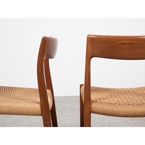 Wood Mid-Century Danish Model 77 Chairs in Teak and Paper Cord attributed to Niels Otto Møller, Set of 8 For Sale - Image 7 of 11