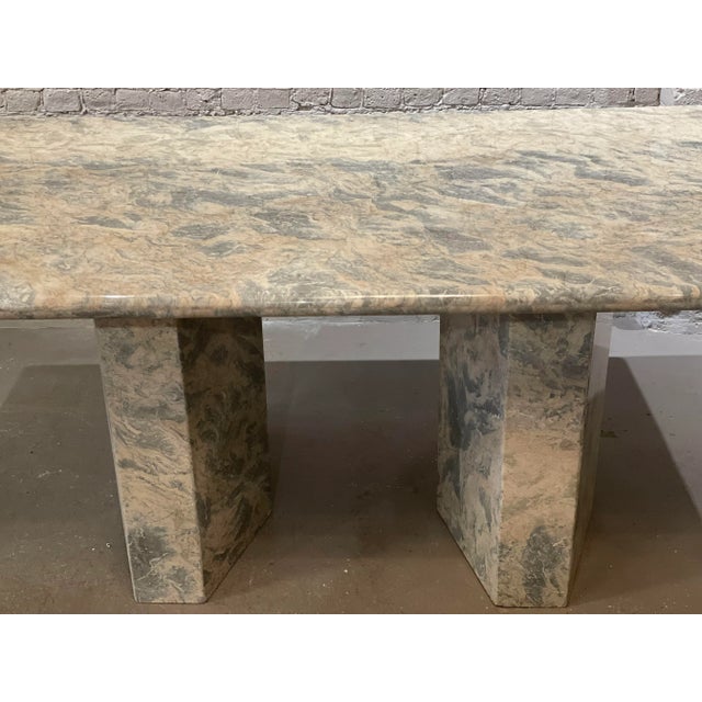 1980s Blue Gray Marble Vintage Postmodern Dining Table For Sale - Image 12 of 13