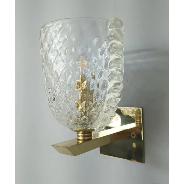 Barovier e Toso 1950s Clear Textured Sconces by Barovier E Toso, a Pair For Sale - Image 4 of 11