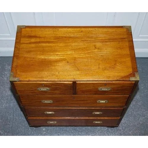 Wood Antique Satinwood Military Campaign Chest of Drawers, 1800s For Sale - Image 7 of 18