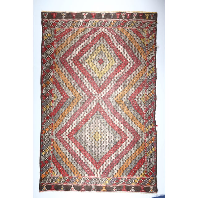 This is a one of a kind Tribal Old Cicim Kilim From Urfa, It's made by handwoven. the material of this kilim is Goat...