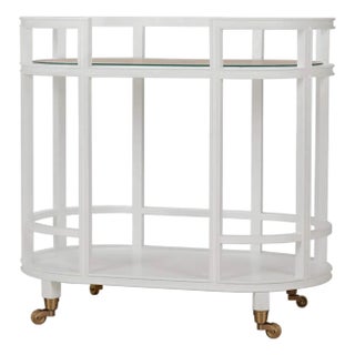White Painted Coastal Style Bar Cart For Sale