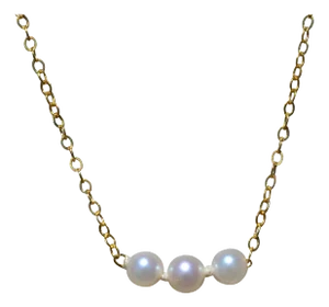 The Mayaguana: Ladies 14K Yellow Gold Necklace set with Three Pearls