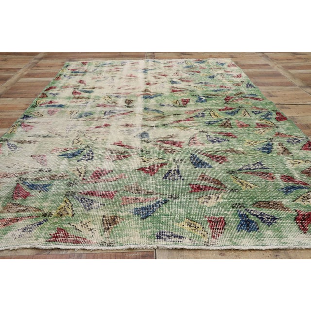 Textile Vintage Zeki Muren Distressed Turkish Sivas Rug - 5′8″ × 8′9″ For Sale - Image 7 of 10