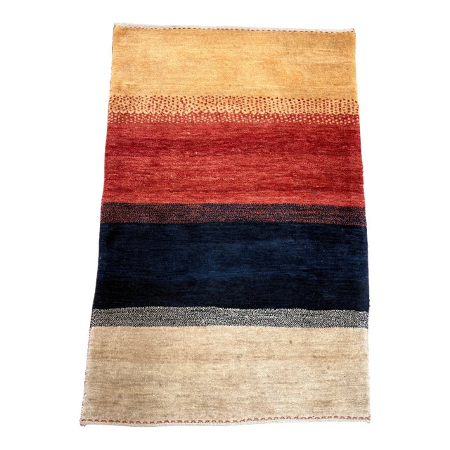 3ft 1in × 4ft 8in Persian Gabbah Striped Area Rug For Sale