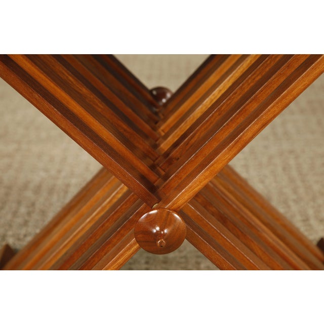 Wood Campaign Tray Tables by Stewart MacDougall for Drexel, 1960s, Refinished, Signed For Sale - Image 7 of 12