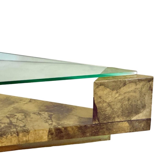 1990s Enrique Garcel Lacquered Goatskin Triangular Coffee Table, 1991 For Sale - Image 5 of 9