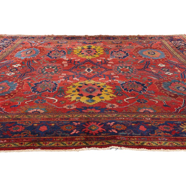 Jacobean Late 19th Century Persian Mahal Rug, 09'05 X 10'09 For Sale - Image 3 of 10