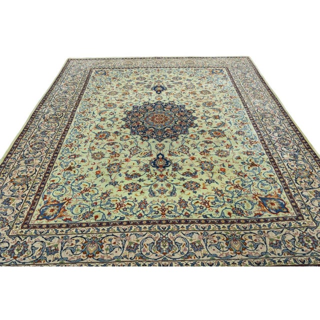 Hand-Knotted Kashan Rug in Cork Wool, 2000s For Sale - Image 4 of 13