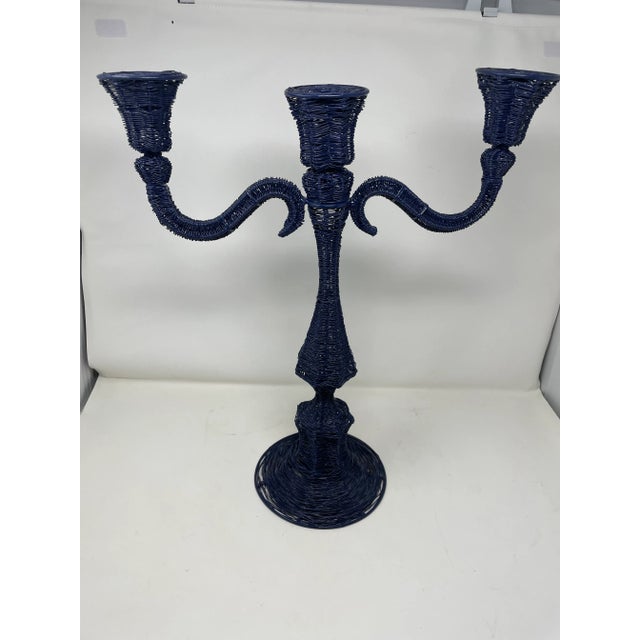 Tall Wire Candelabra Royal Blue 19" For Sale - Image 11 of 12
