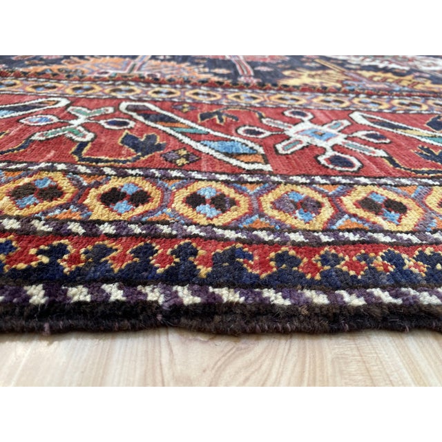 Navy Star Kazak Style Handmade Wool Rug 6x9 For Sale - Image 12 of 14