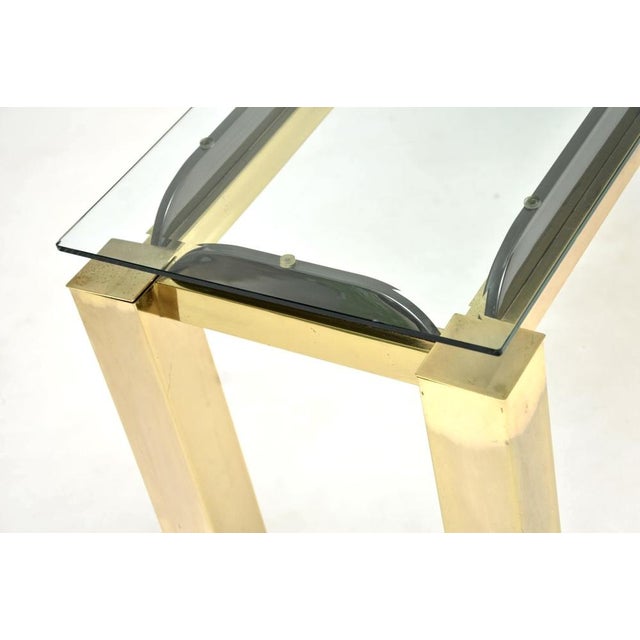 Metal Vintage Italian Brass and Glass Console Table, 1970 For Sale - Image 7 of 11