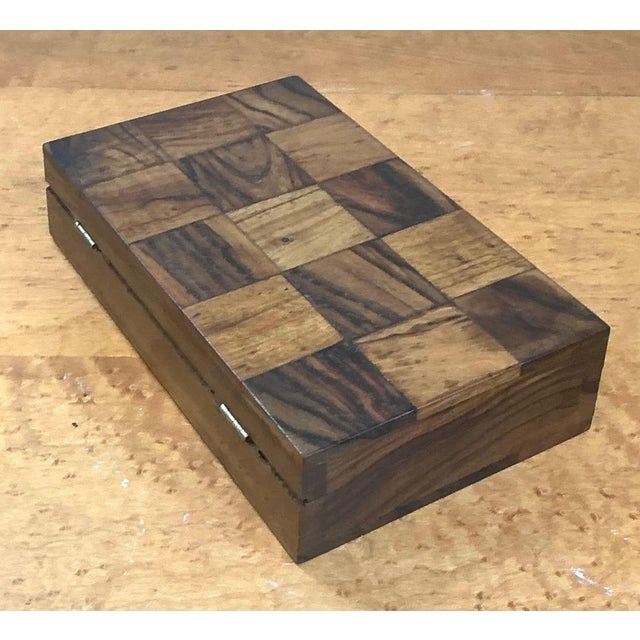 Vintage Checkered Wood Decorative Box For Sale - Image 9 of 18