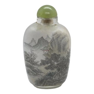 Vintage Inside Painted Snuff Bottle in Landscape Design For Sale