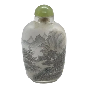 Vintage Inside Painted Snuff Bottle in Landscape Design