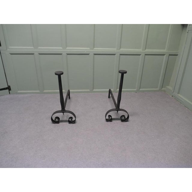 Large French Iron Andirons, Set of 2 For Sale - Image 3 of 8