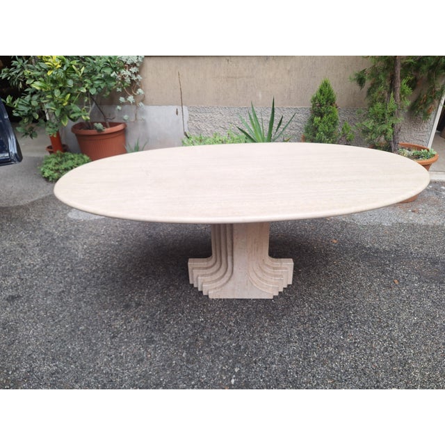 Travertine Argo Dining Table by Carlo Scarpa for Gavina, 1970s, in Very Good conditions. Designed 1960 to 1969 I have...