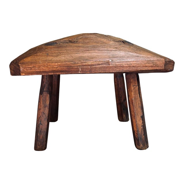 Primitive, Antique Stool, All Wood-Made, Rustic, Circa 1800’s For Sale