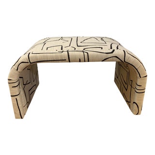 Vintage Waterfall Ottoman in Graphic Fabric For Sale