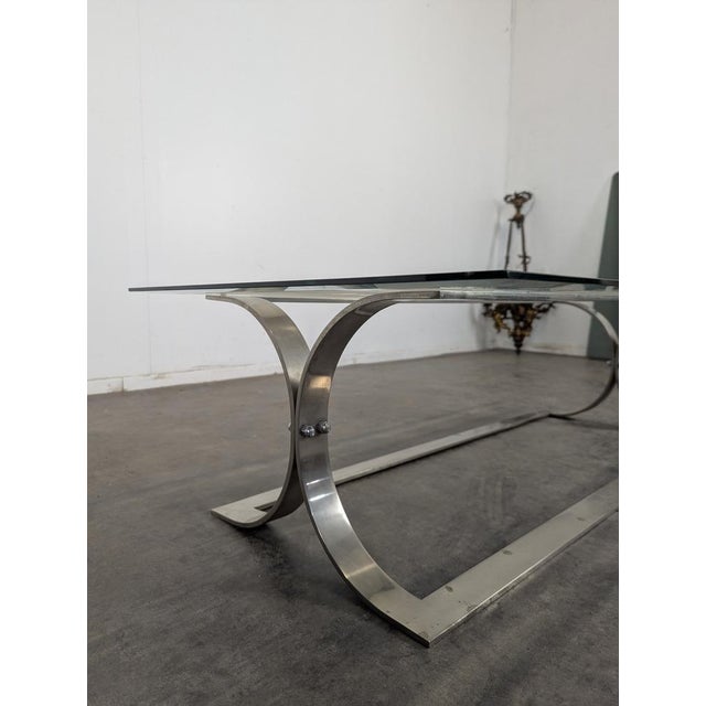 Space Age Coffee Table in Chromed Steel and Glass For Sale - Image 3 of 7