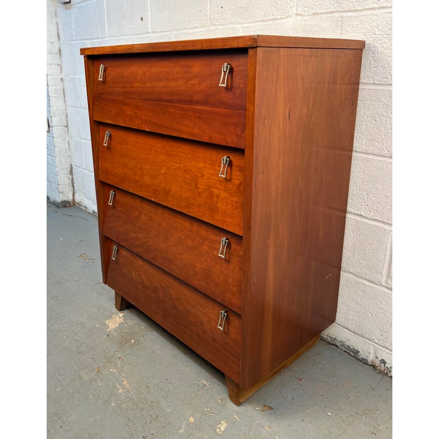 Mid-Century Modern Mid 20th Century Modern Cherry Highboy Dresser by Bassett, Attributed For Sale - Image 3 of 15