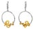 Late 20th Century 14K Two Tone Gold Diamond Snake Animal Loop Earrings Estate, Pair For Sale