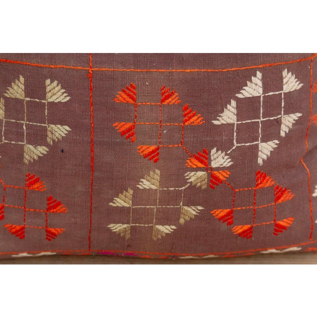 Indian Tribal Lattice, Antique Phulkari Pillow Cover For Sale - Image 3 of 6