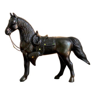 Vintage Mid-Century Western Horse Tv Lamp With Jeweled Saddle Accent, Circa 1950s–1960s For Sale