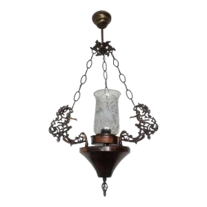 Vintage 1980s Brass French Angel Rococo & Cherub Pendant Fixture