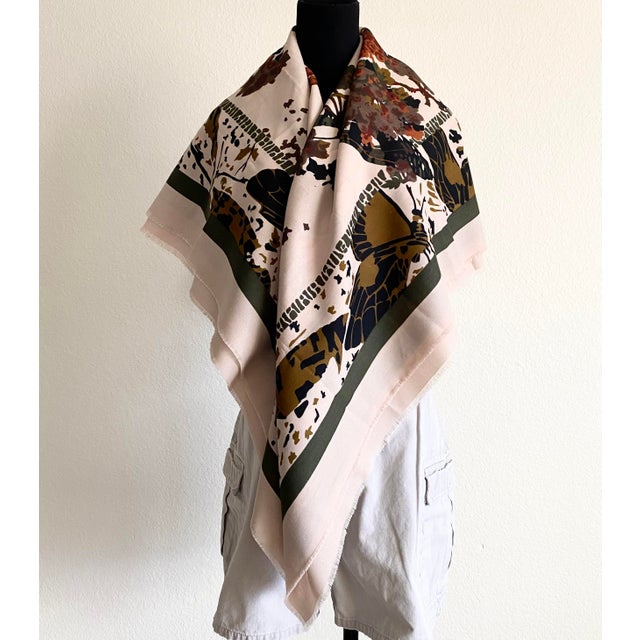 46.5” XL Wool Modernist Abstracted Butterfly Scarf (Turkey) For Sale In Dallas - Image 6 of 12