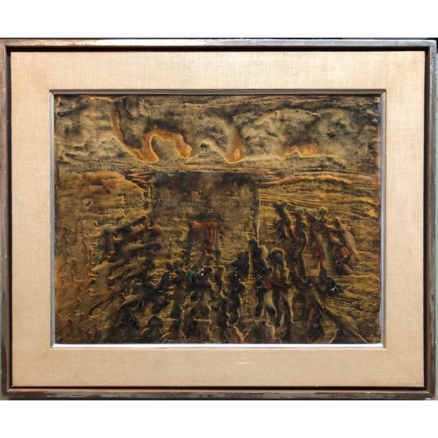 La Multitud Sodomita Rodea la Casa de Lot' Titled and signed in Spanish. it refers to the biblical story of Lot with the...