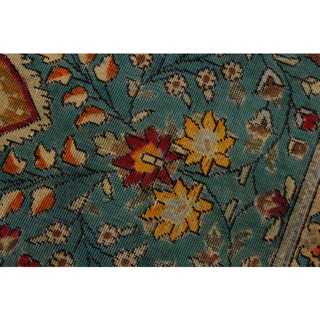 1990s Shabby Chic Vintage Hand Painted Wool Rug - 9′8″ × 12′4″ For Sale In New York - Image 6 of 8