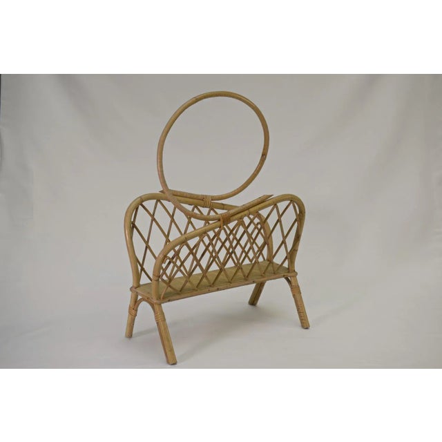 Beige Vintage Rattan Magazine Holder, 1960 For Sale - Image 8 of 9