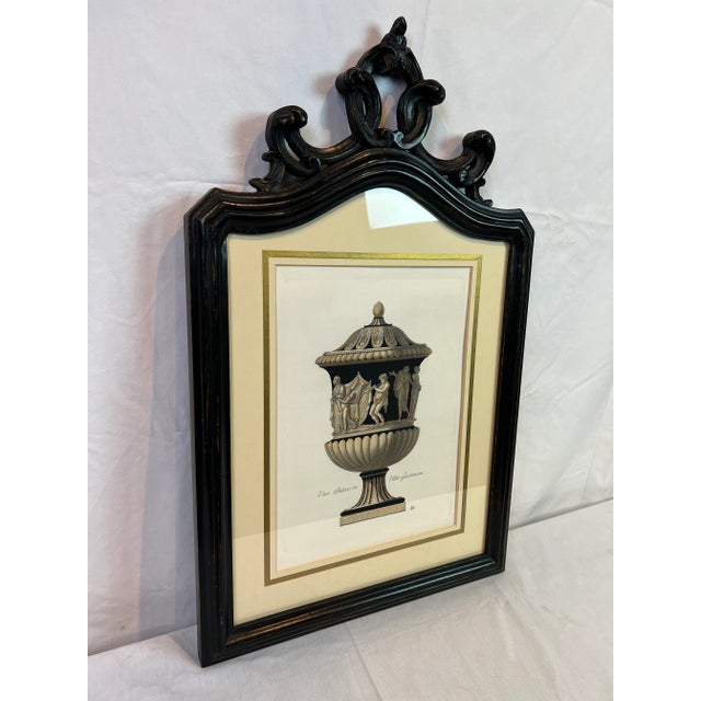 Hand etched engraving entitled Vaso Antico Villa Giustiniani. Hand carved Italian frame with polychrome finish. Made in...