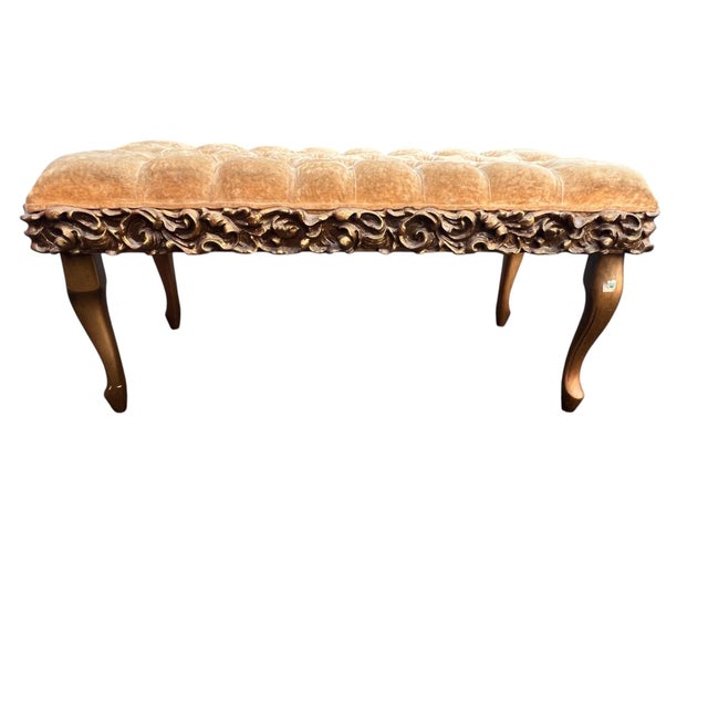 Mid-Century Modern Late 20th Century Tufted French Style Sears Bench For Sale - Image 3 of 18