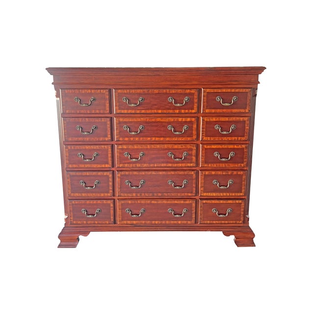 Large 15 Drawer Tall Traditional Wood Dresser Chest of Drawers in Antique Style Lots of storage! Beautiful clean piece.