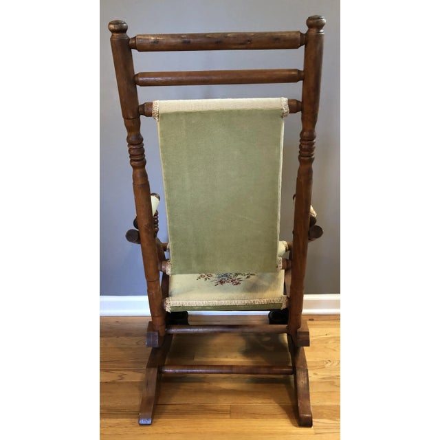 Antique American Needlepoint Platform Rocking Chair Chairish