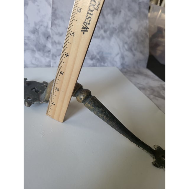 Antique Rustic Cast Iron Door Handle With Ornate Design For Sale - Image 9 of 11