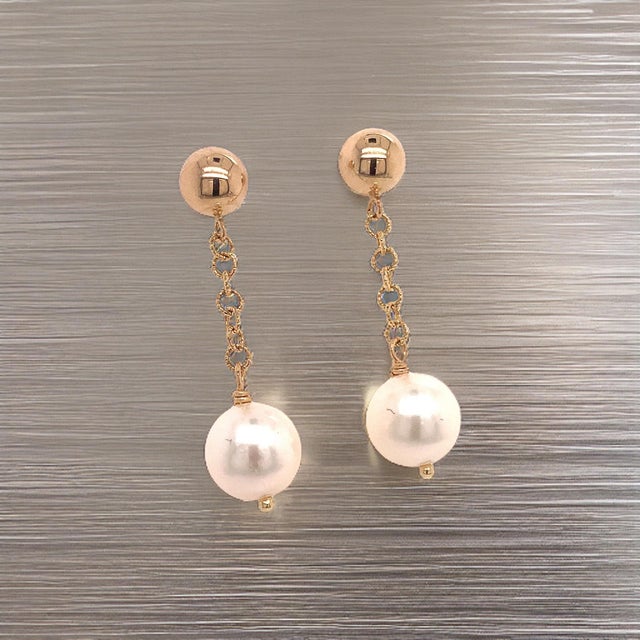 Akoya Pearl Dangle Earrings 14k Gold Certified For Sale - Image 10 of 11